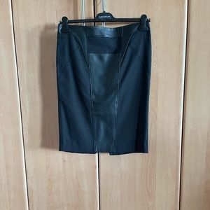 Leather and fabric skirt made in Italy